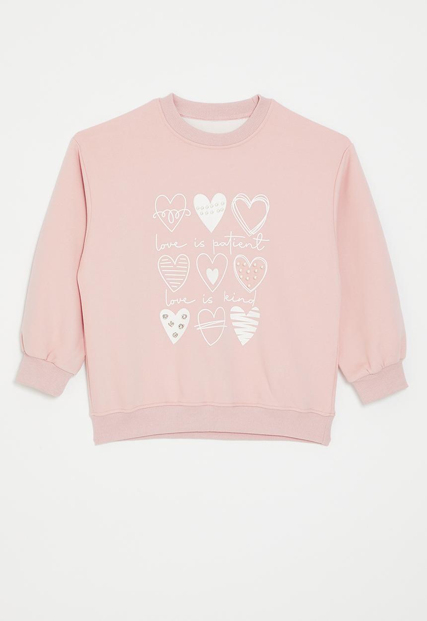 Pop Candy - Heart print sweat top - pink