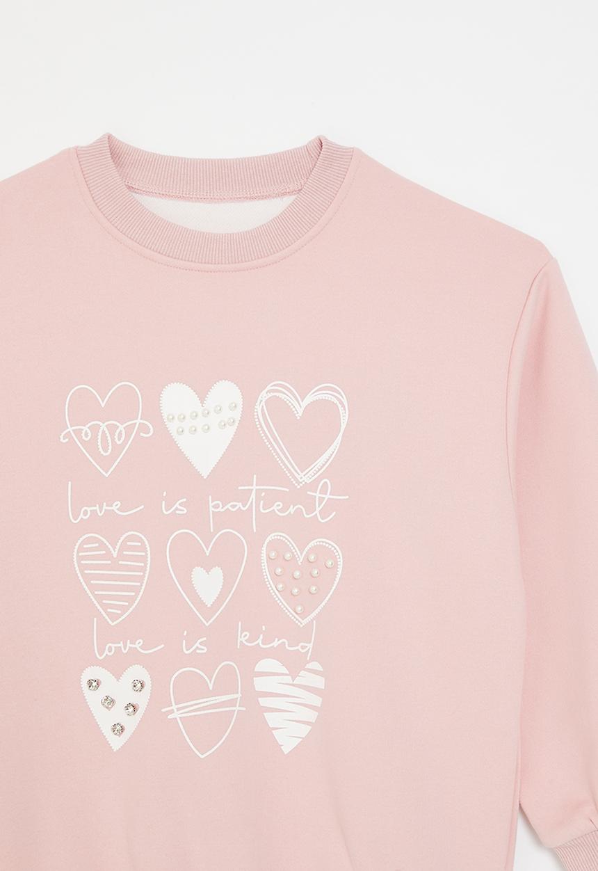 Pop Candy - Heart print sweat top - pink