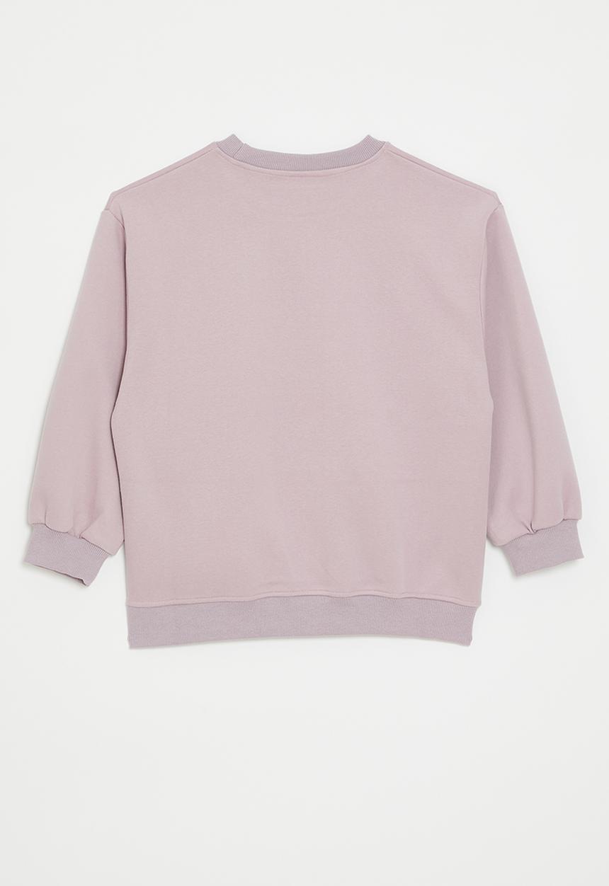 Pop Candy - Heart print & pearl detail sweatshirt - dusty mauve