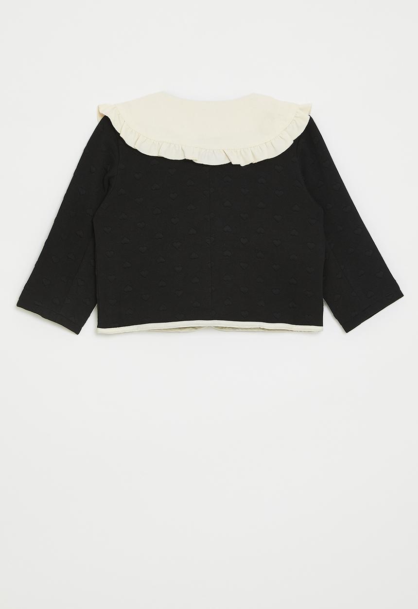 Pop Candy - Frilled Peter Pan collar jacket - black/cream