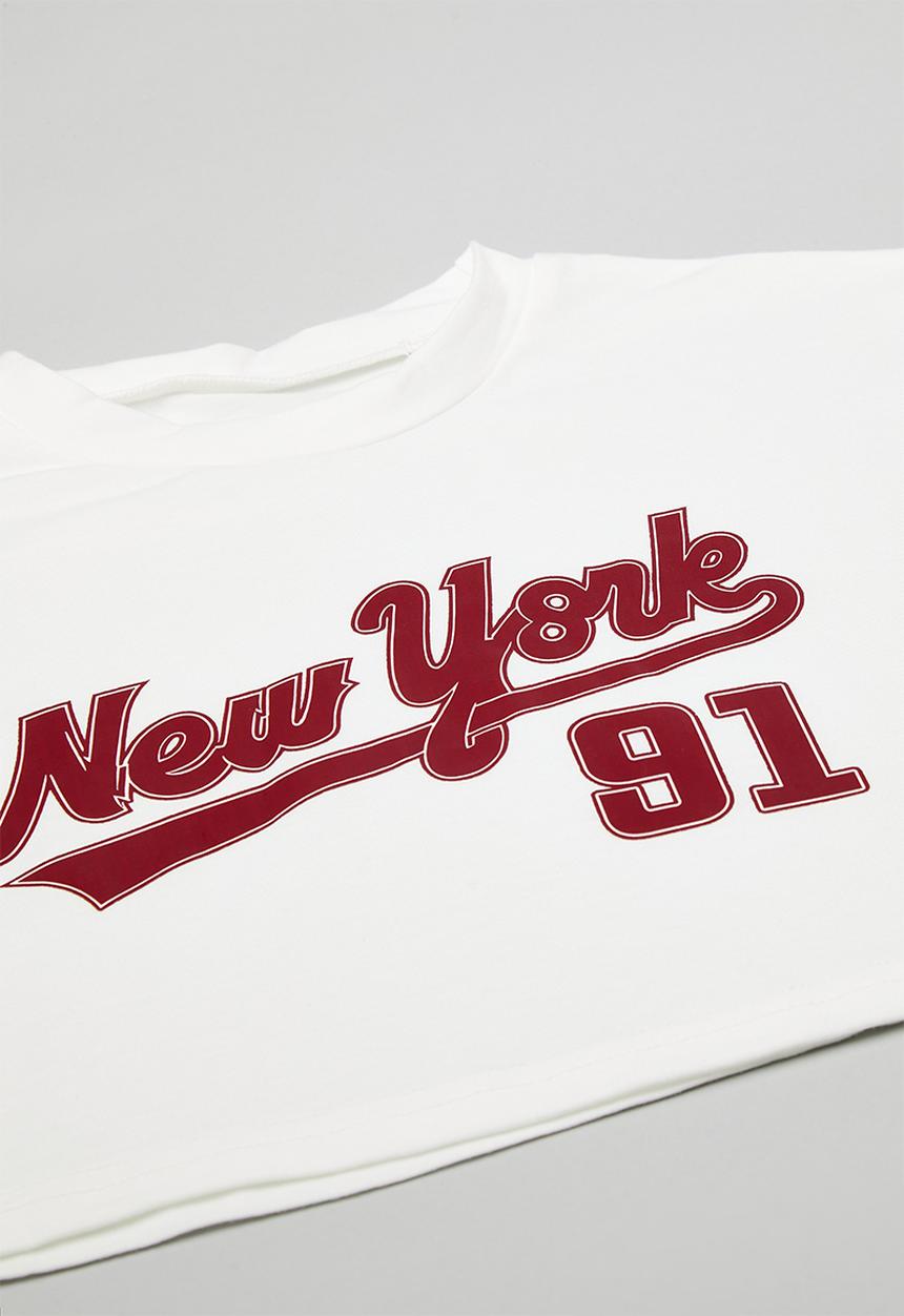 Pop Candy - Cropped tee with gathered skirt - white/red