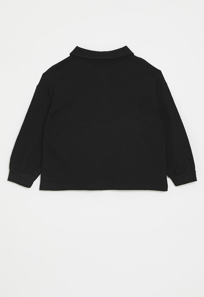 Pop Candy - Henley-style shirt with slogan - black/under the capacity of