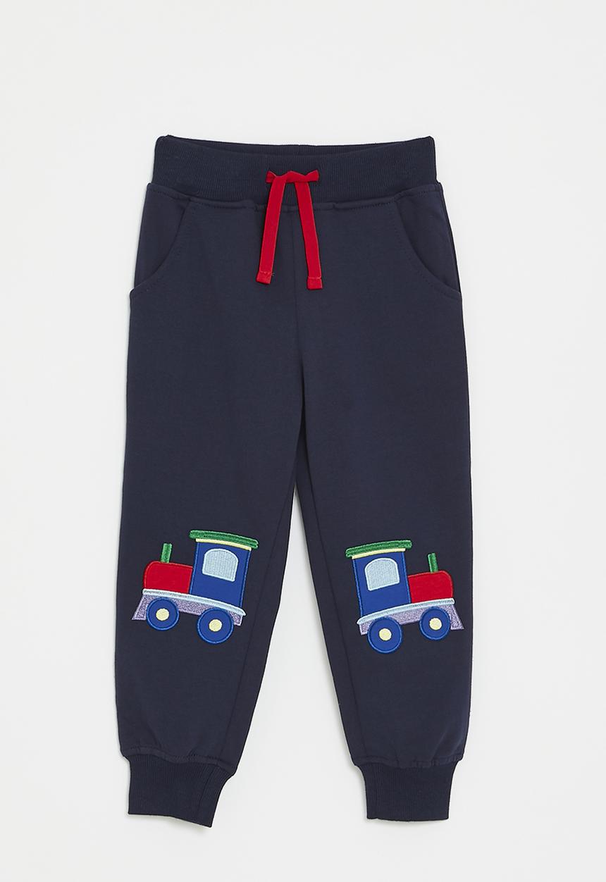 Pop Candy - Embroidered train knee patch joggers - dark navy