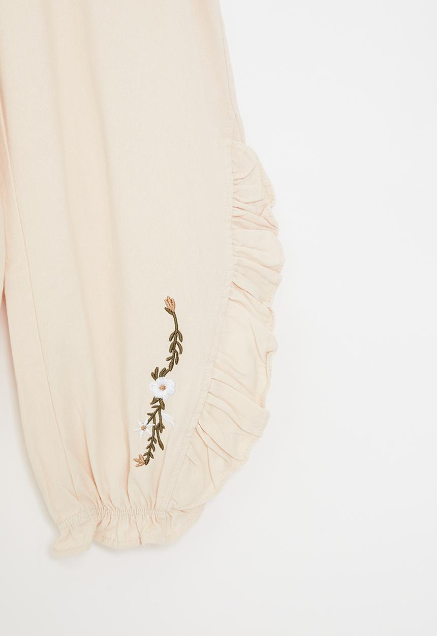 Pop Candy - Frilled balloon pants with embroidered detail - ecru