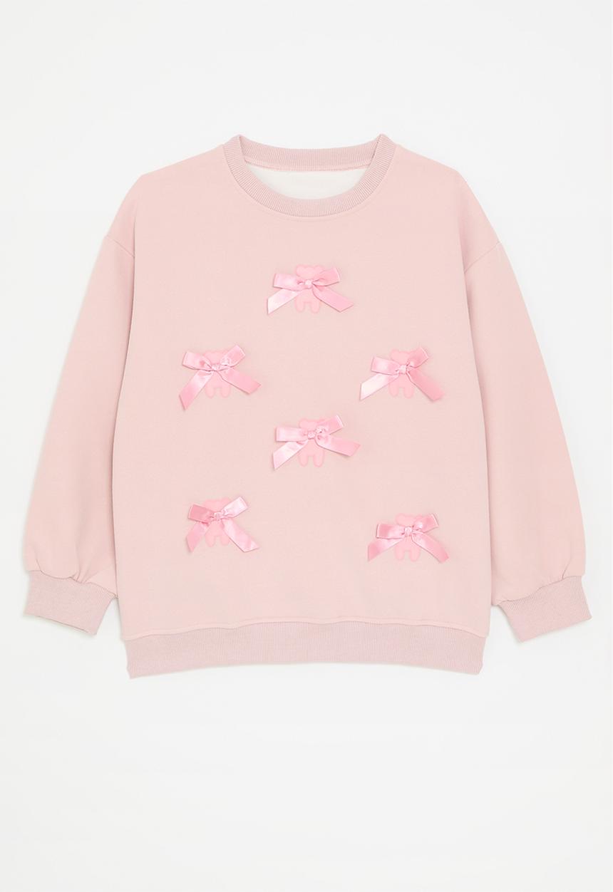 Pop Candy - Bow décor sweat top - pink