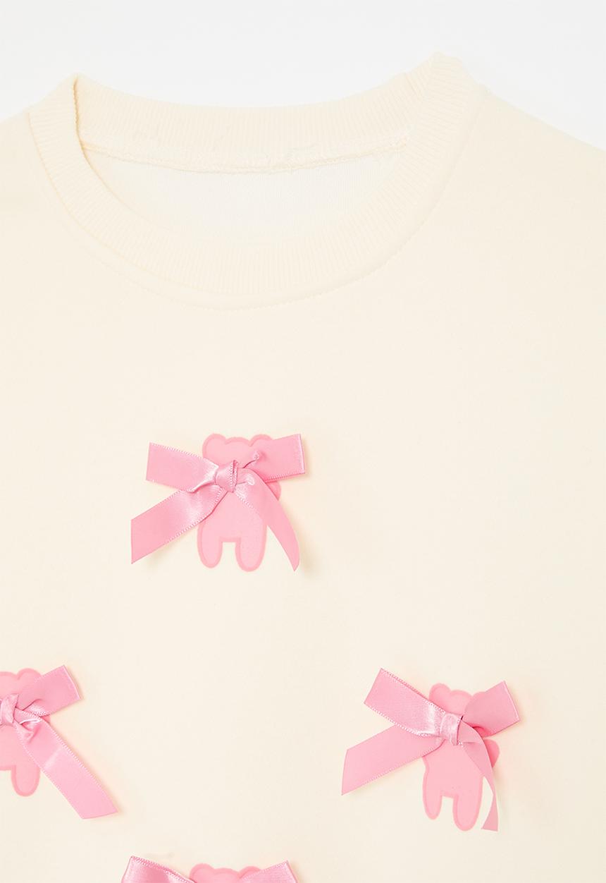 Pop Candy - Bow décor sweat top - cream/pink
