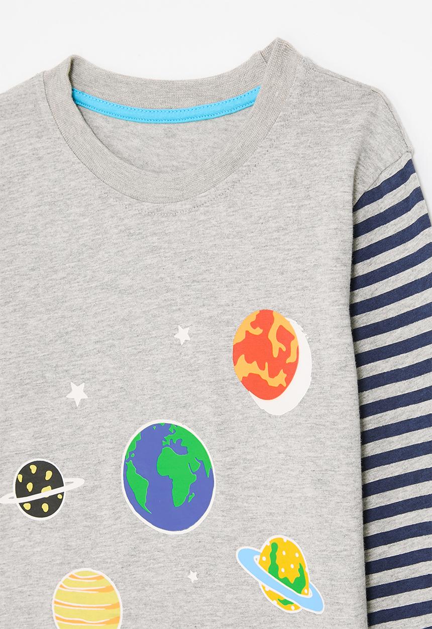 Pop Candy - Printed tee - grey/stripe/planets