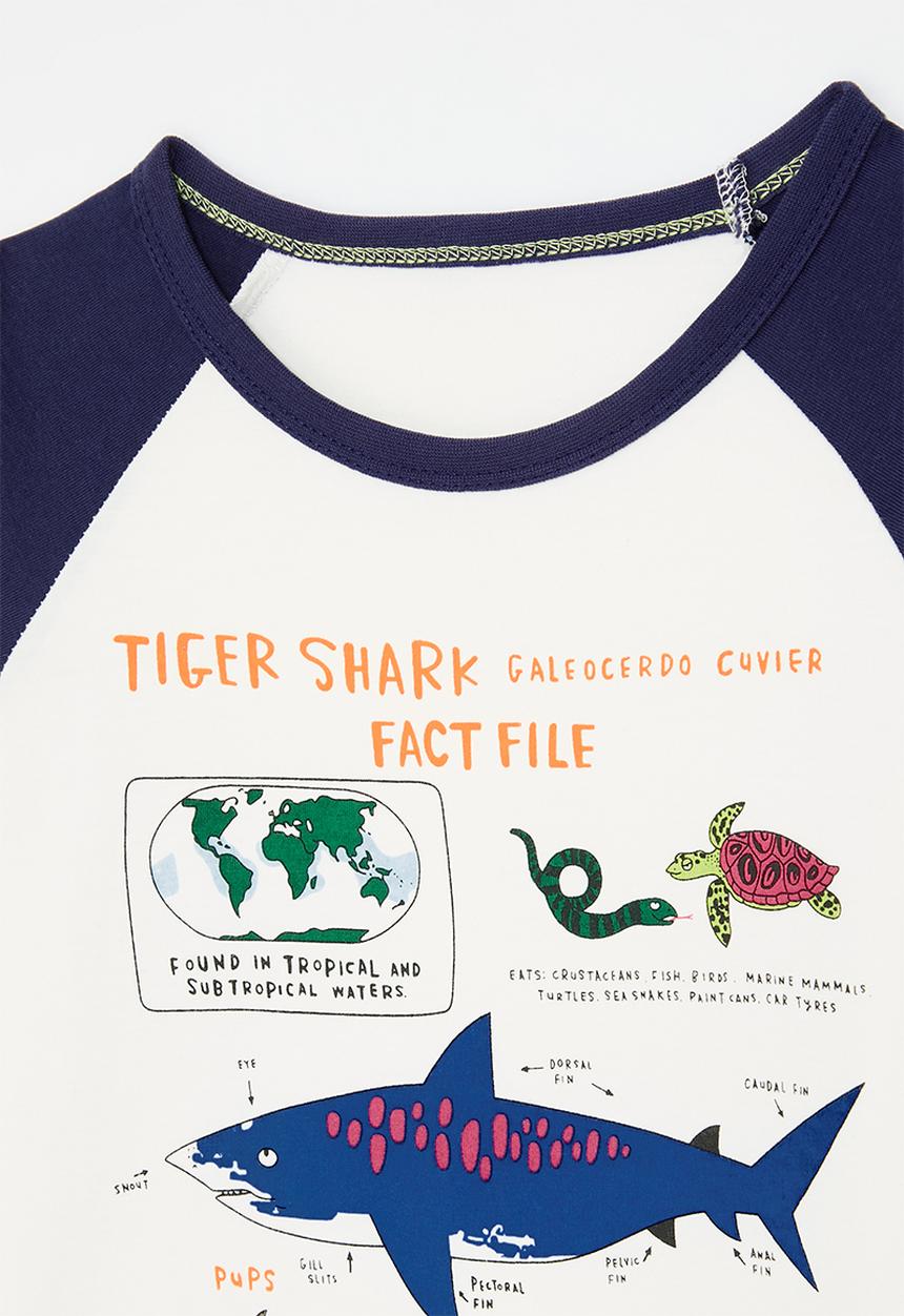 Pop Candy - Tiger shark graphic print tee - navy/white