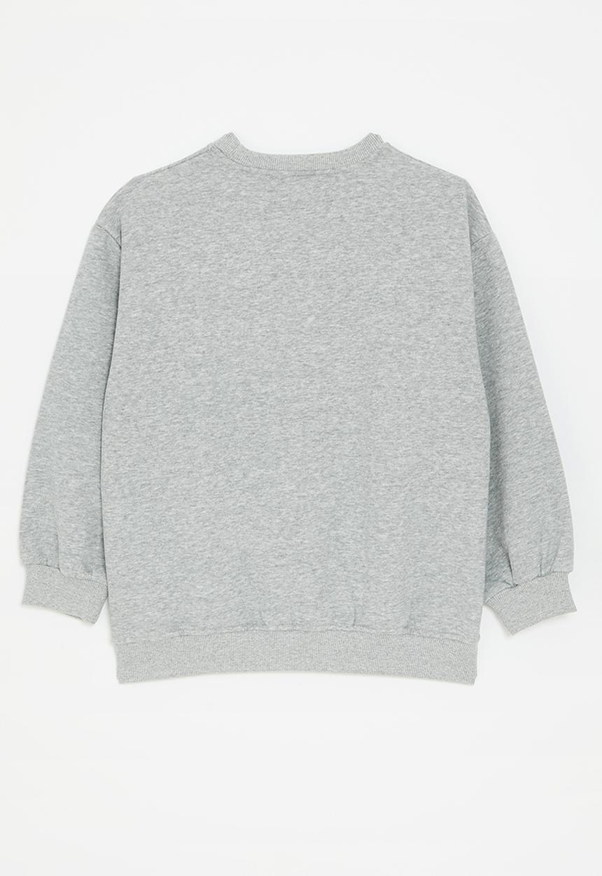 Pop Candy - Lace applique graphic sweatshirt - grey