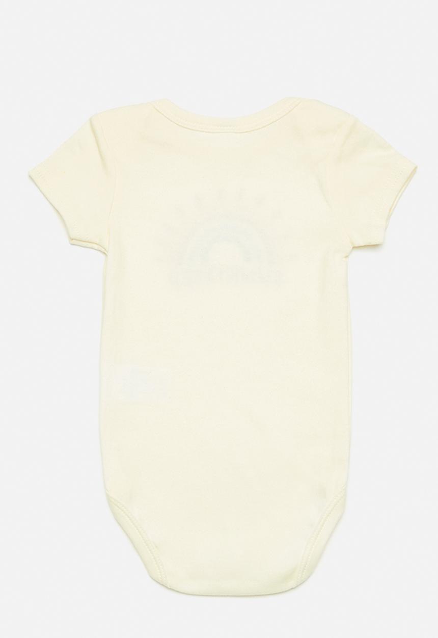 Pop Candy - Embroidered graphic and slogan romper - cream/rainbow/sunkissed
