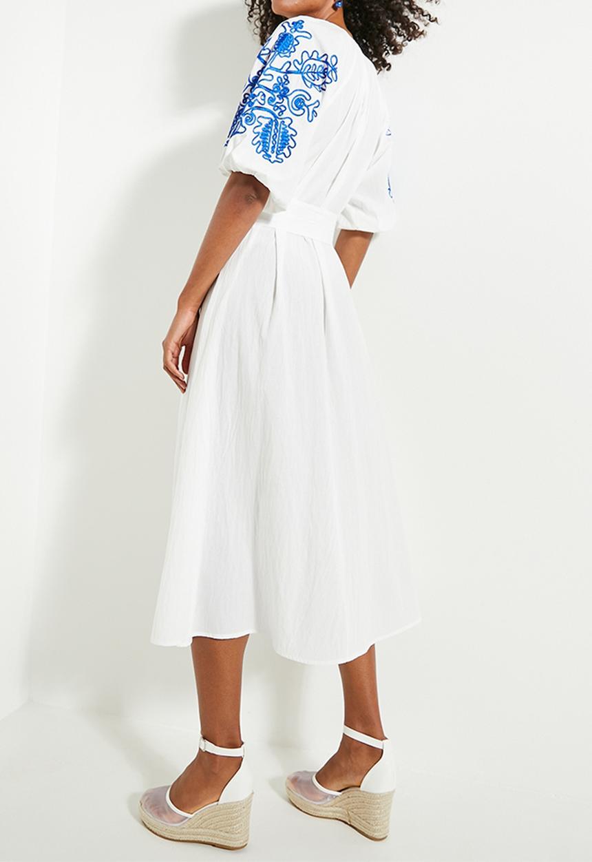 edit - Short sleeve embroidery tunic - white