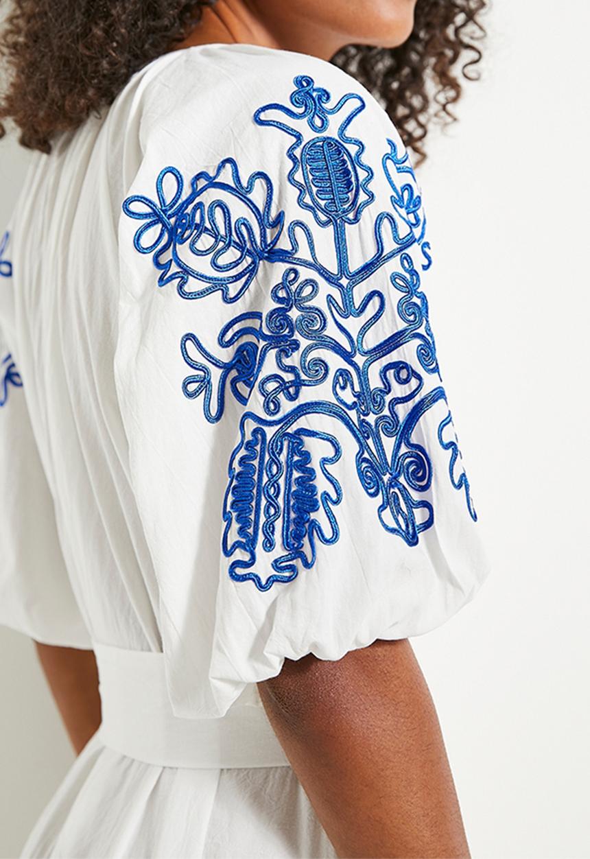edit - Short sleeve embroidery tunic - white