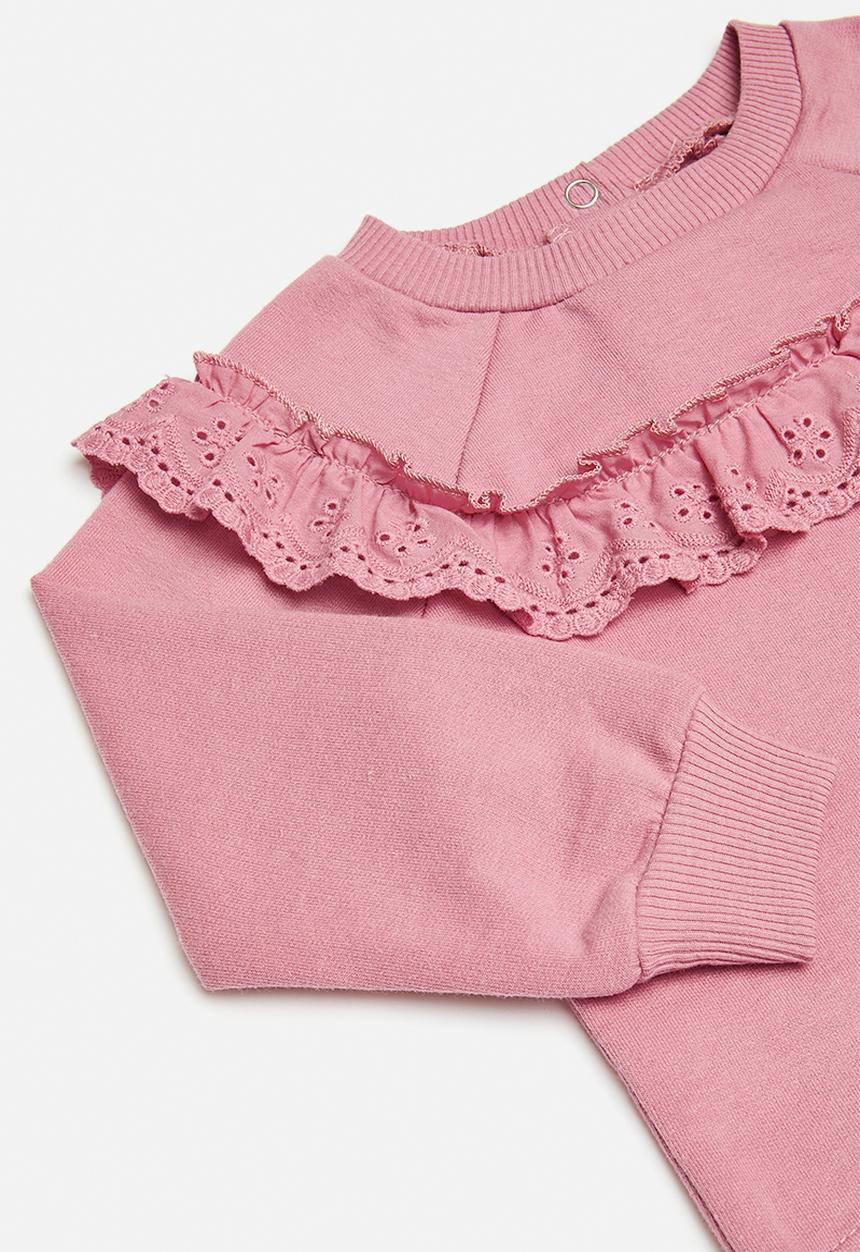 Pop Candy - Frilled sweat top - mauve