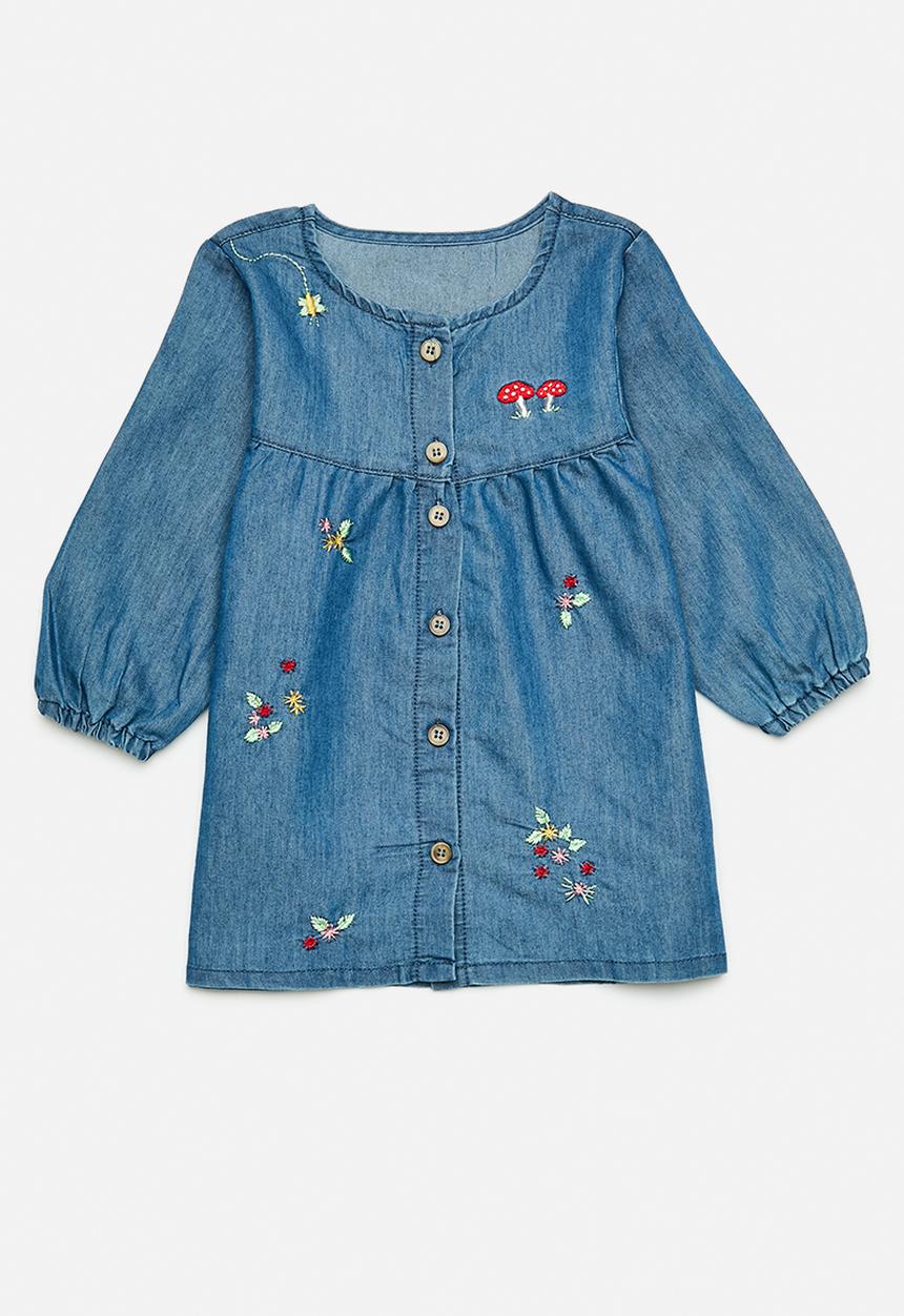 Pop Candy - Embroidered denim dress - blue