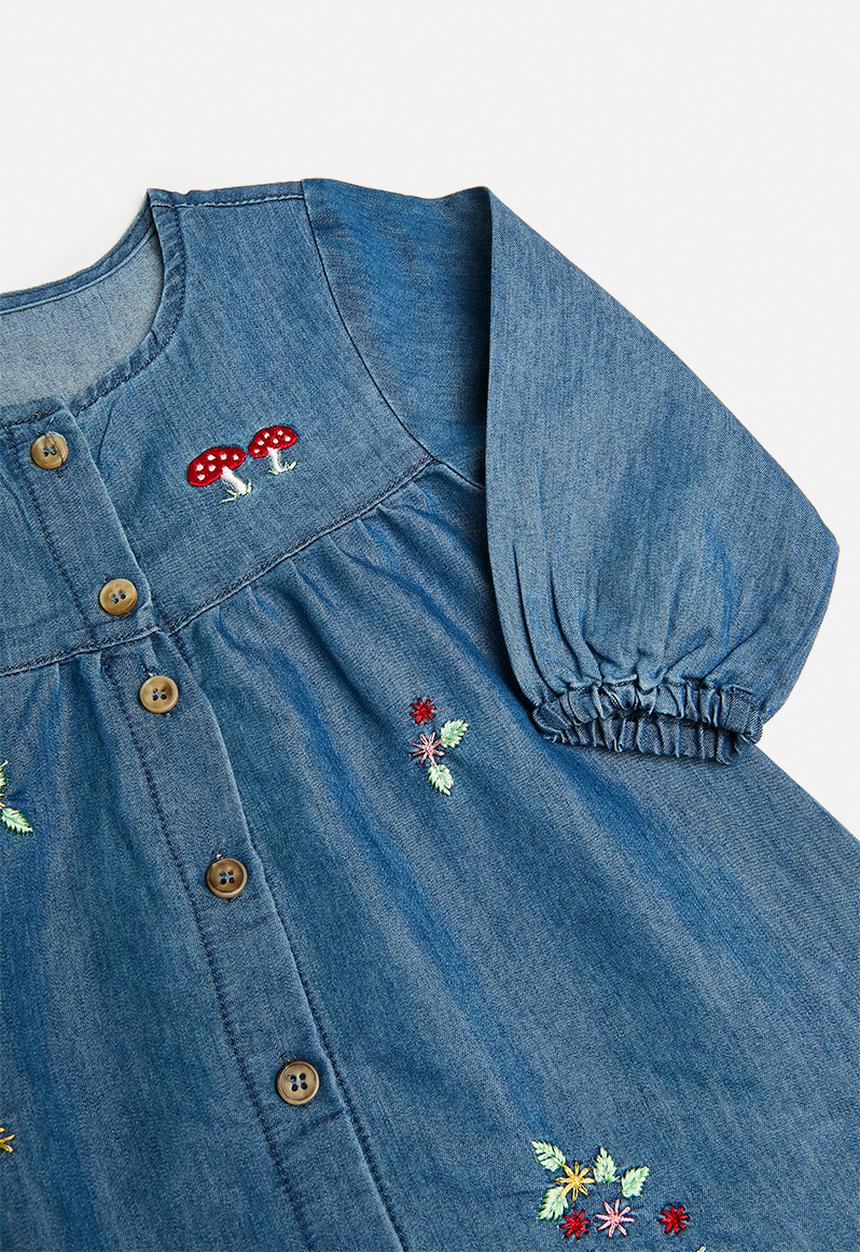 Pop Candy - Embroidered denim dress - blue