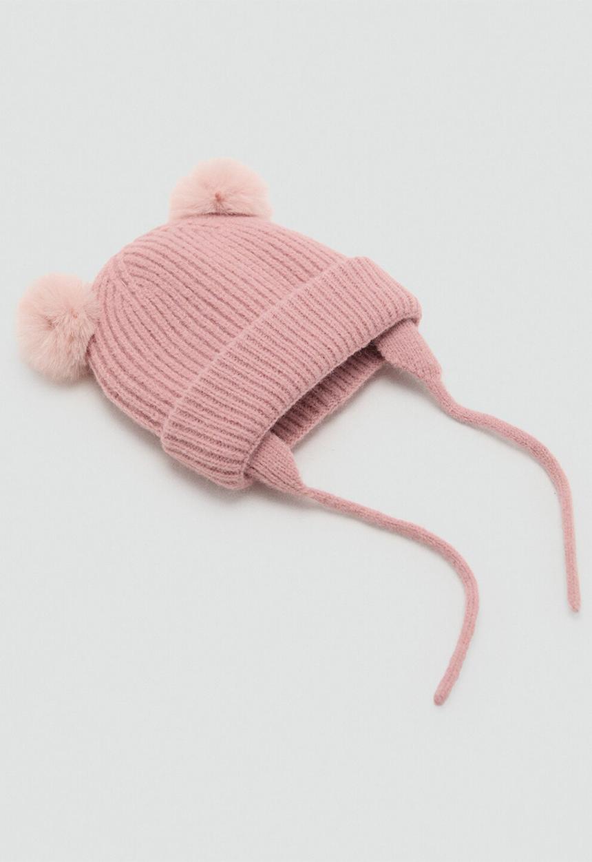 MANGO - Beanie POMPONP - Light/Pastel Pink