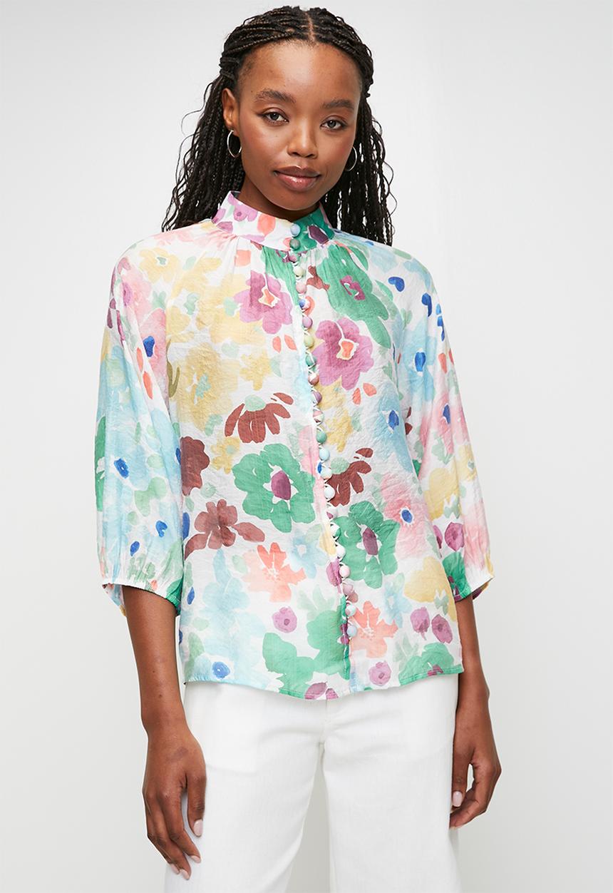 Stella Morgan - Batwing easy wearing floral printed blouse 1/2 sleeve - multi floral