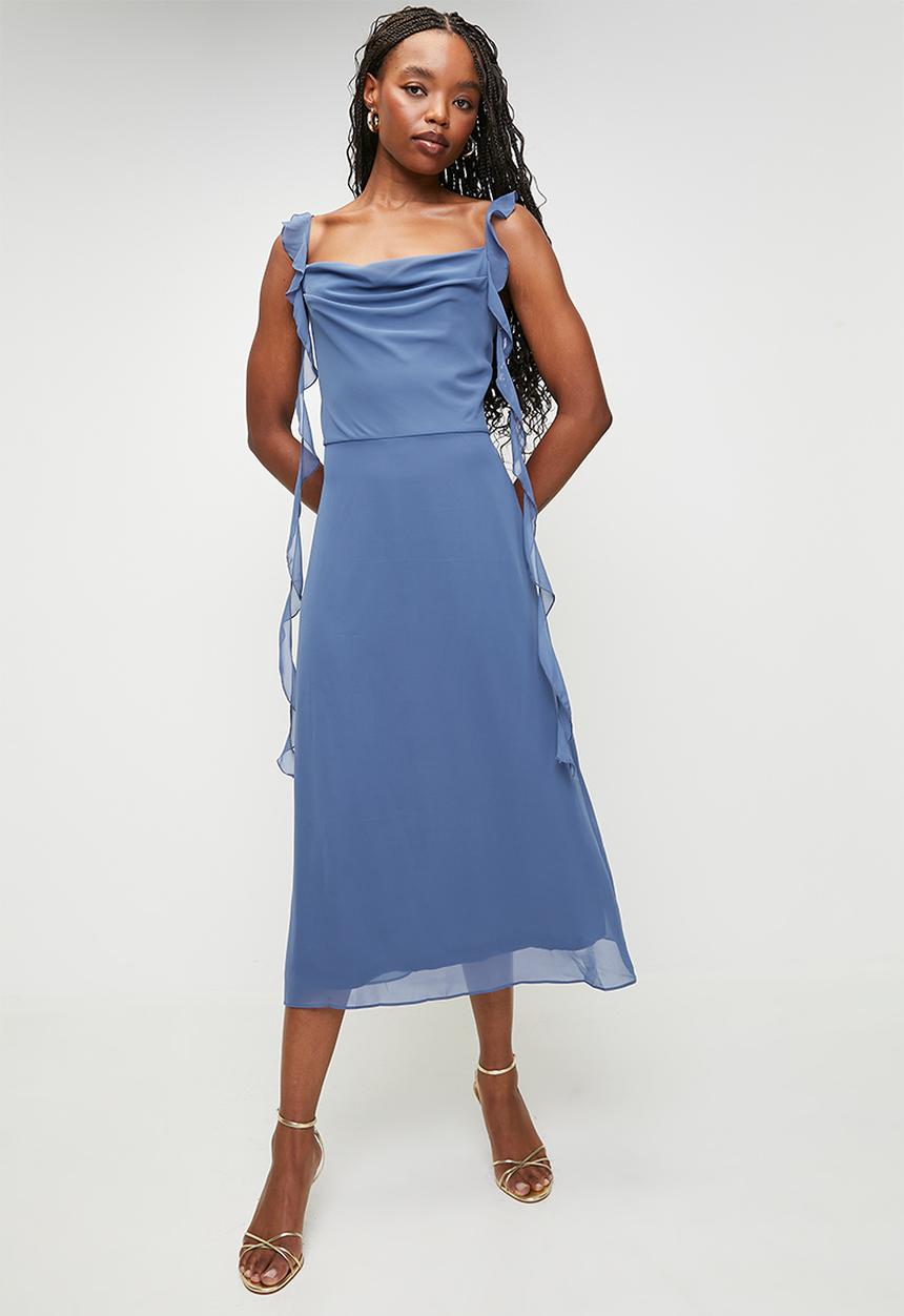 Trendyol - Midi Aline Woven Dress - Blue