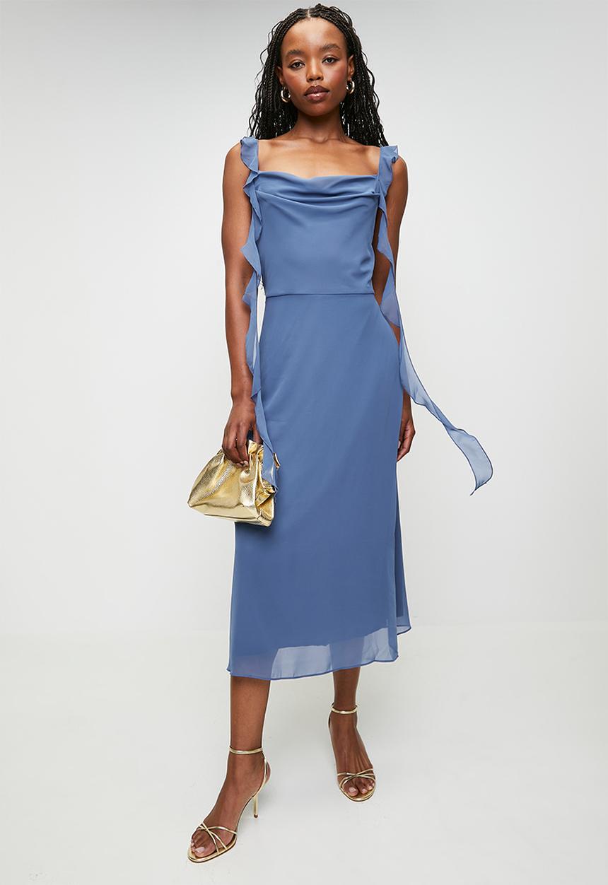 Trendyol - Midi Aline Woven Dress - Blue