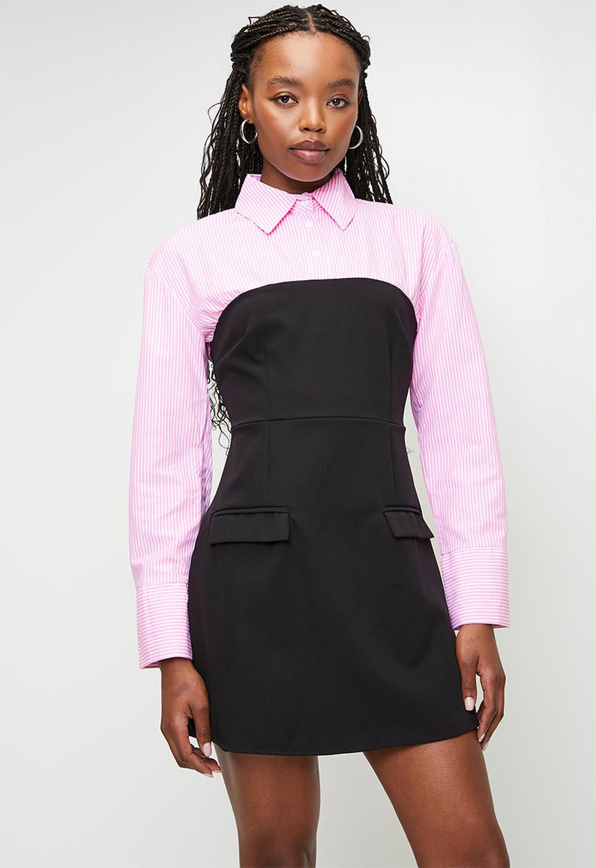 Trendyol - Mini Aline Woven Dress - Pink & black