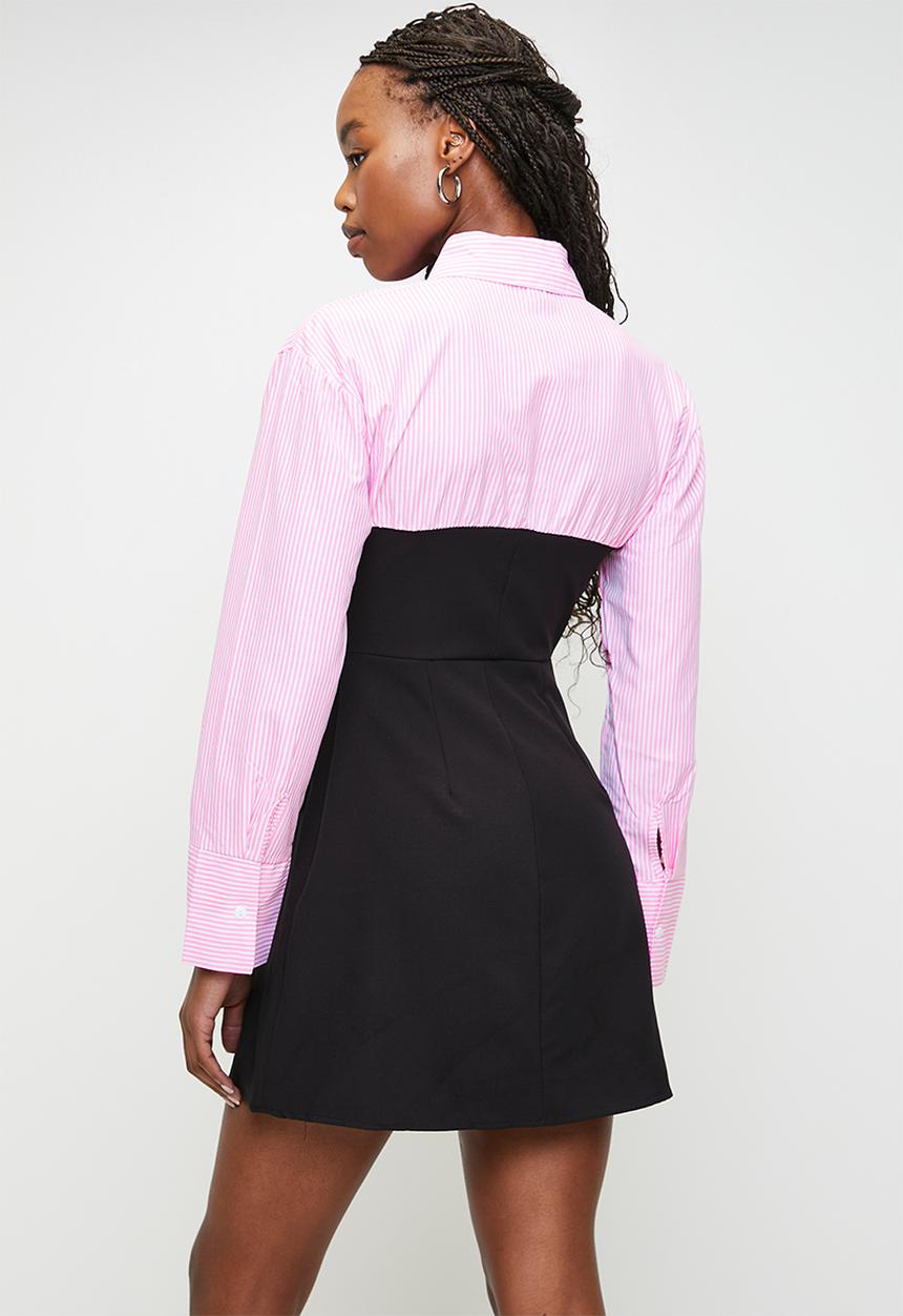 Trendyol - Mini Aline Woven Dress - Pink & black
