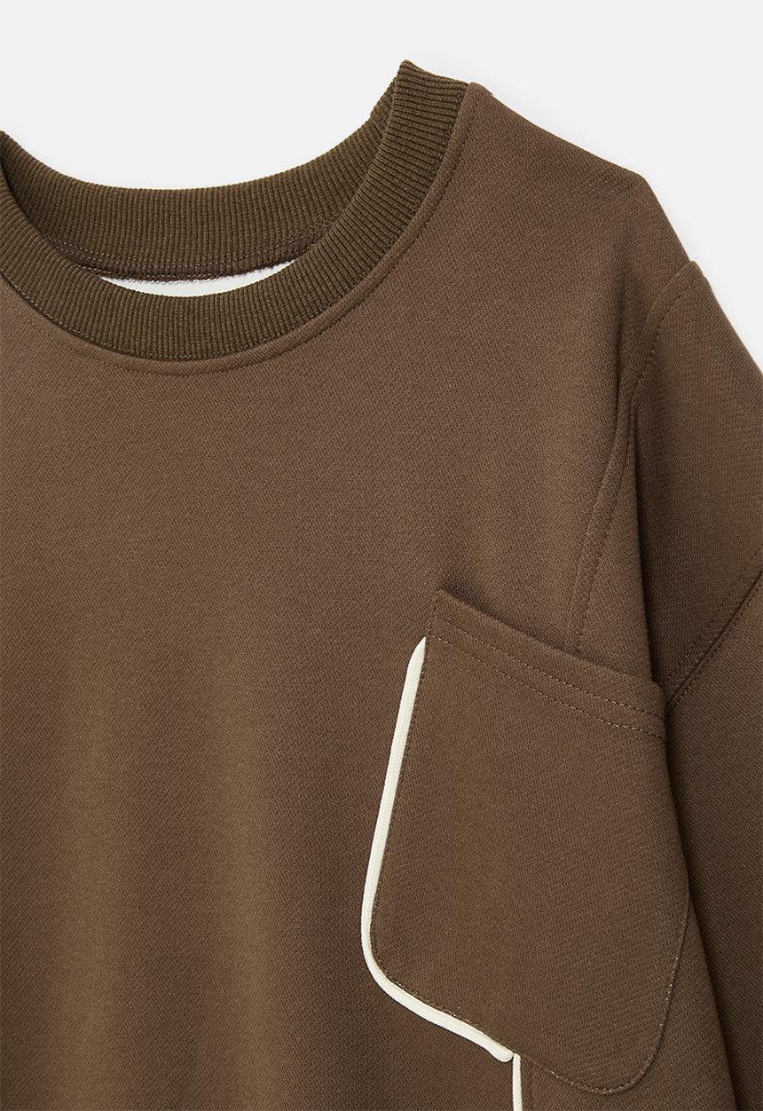 Pop Candy - Sweat top with white piping detail - brown