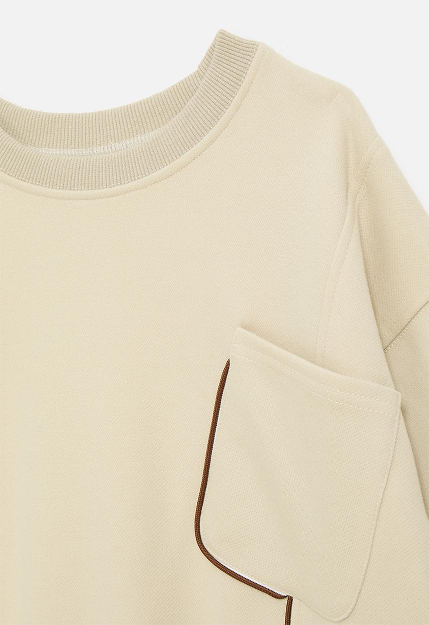 Pop Candy - Sweat top with brown piping detail - neutral