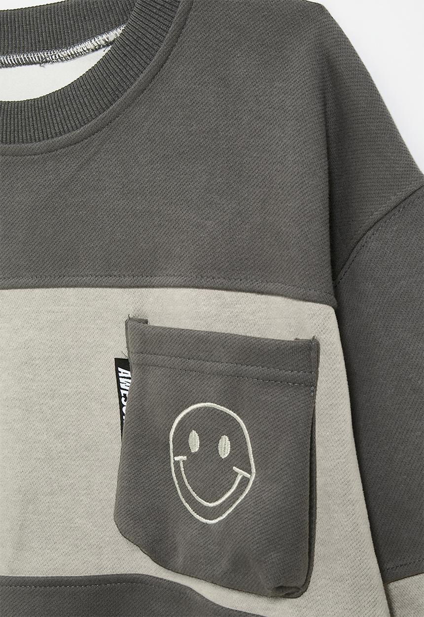 Pop Candy - Colour block sweatshirt - charcoal/light grey
