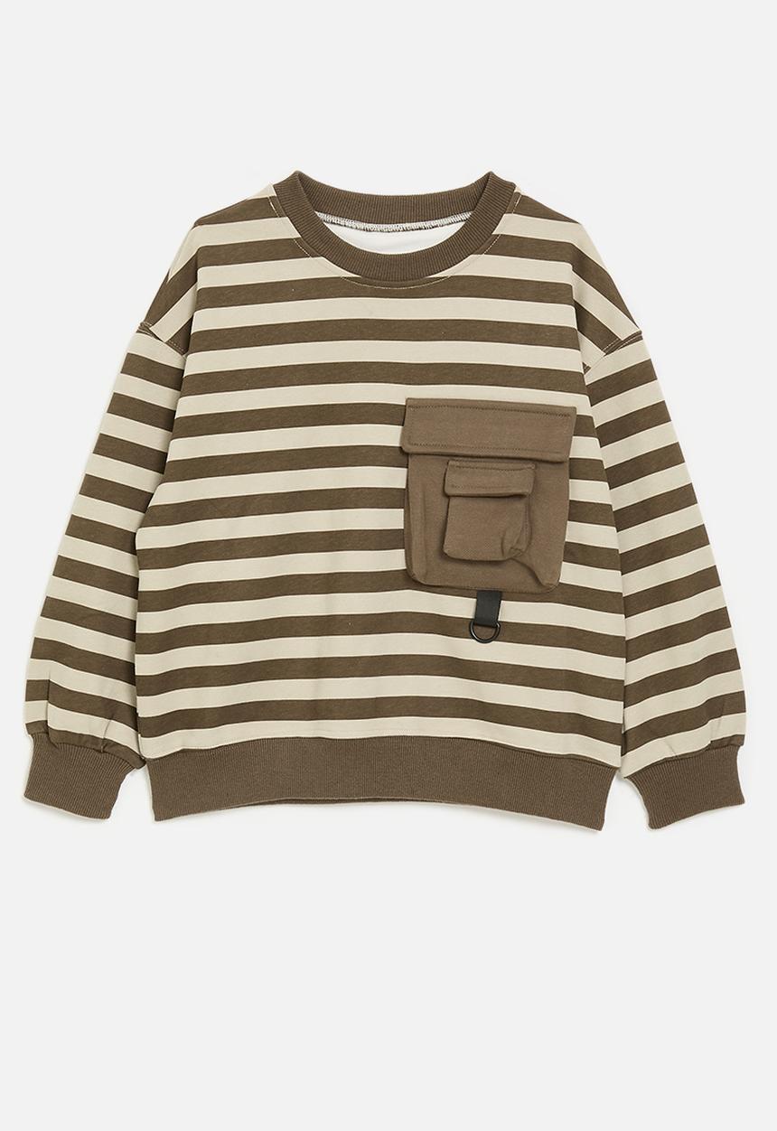 Pop Candy - Sweatshirt with cargo pocket - brown stripes