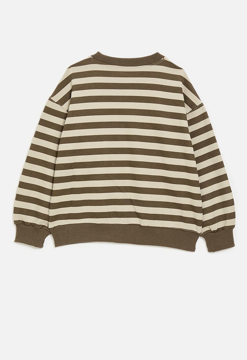 Pop Candy - Sweatshirt with cargo pocket - brown stripes