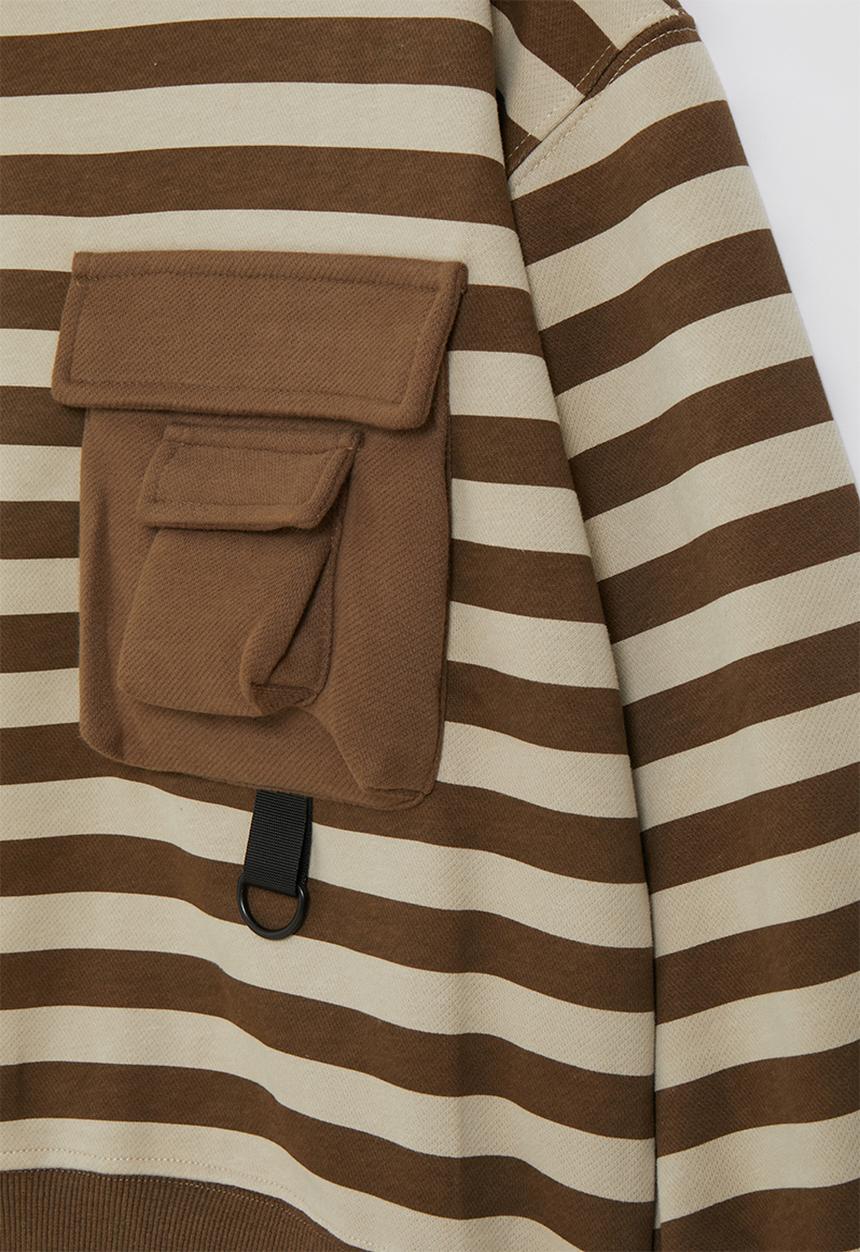 Pop Candy - Sweatshirt with cargo pocket - brown stripes