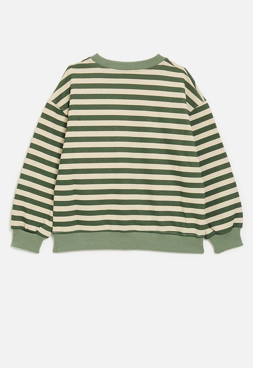 Pop Candy - Sweatshirt with cargo pocket - green stripes