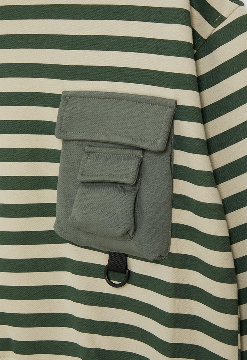 Pop Candy - Sweatshirt with cargo pocket - green stripes