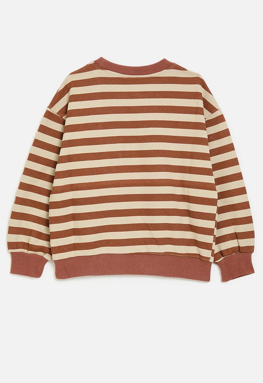 Pop Candy - Sweatshirt with cargo pocket - burnt orange stripes