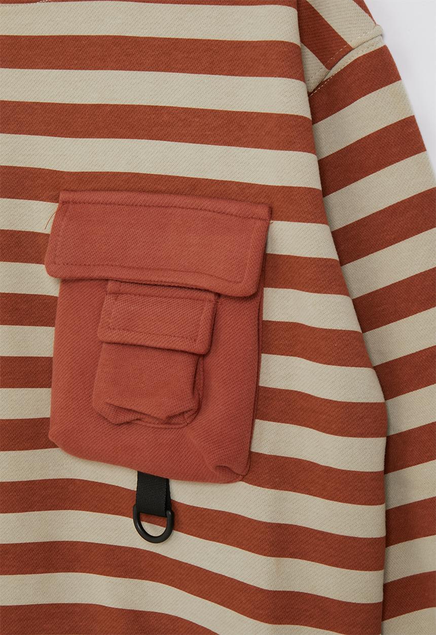 Pop Candy - Sweatshirt with cargo pocket - burnt orange stripes