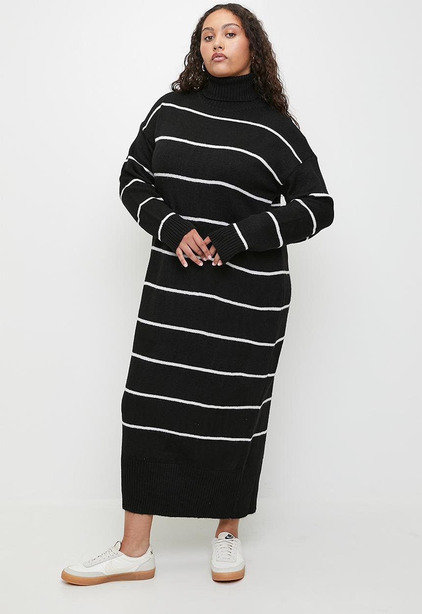 Trendyol - Maxi Straight Cut Knitwear Dress - Black