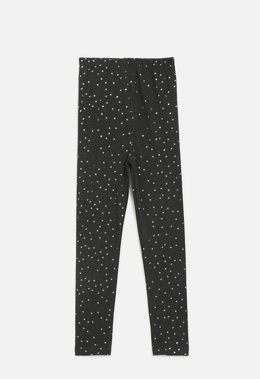 Pop Candy - Metallic star printed leggings - dark charcoal