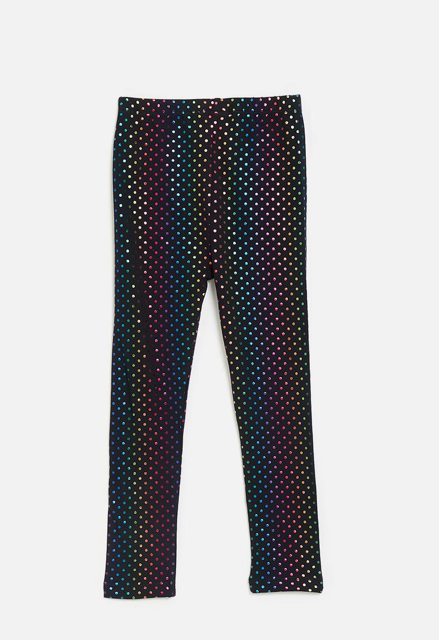 Pop Candy - Shimmering polka dot leggings - black/multicolour