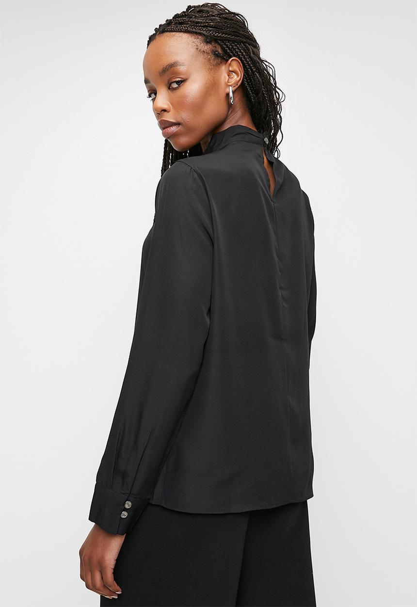 POLO - Wmn cristina ls knot neck blouse - black