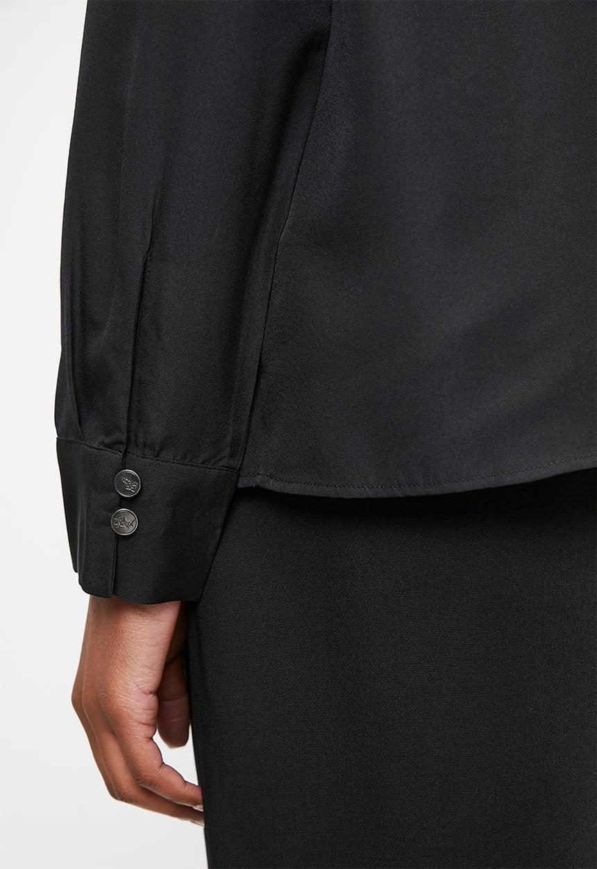 POLO - Wmn cristina ls knot neck blouse - black