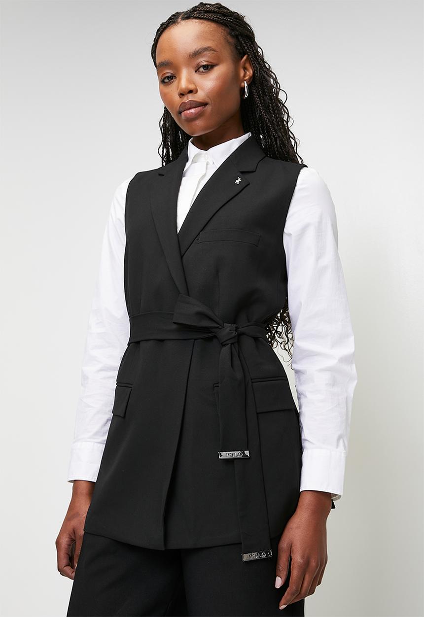 POLO - Wmn tatum sl suit blazer vest - black