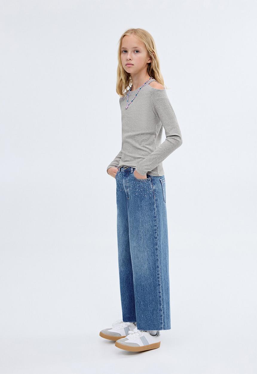 MANGO - Jeans shine - open blue