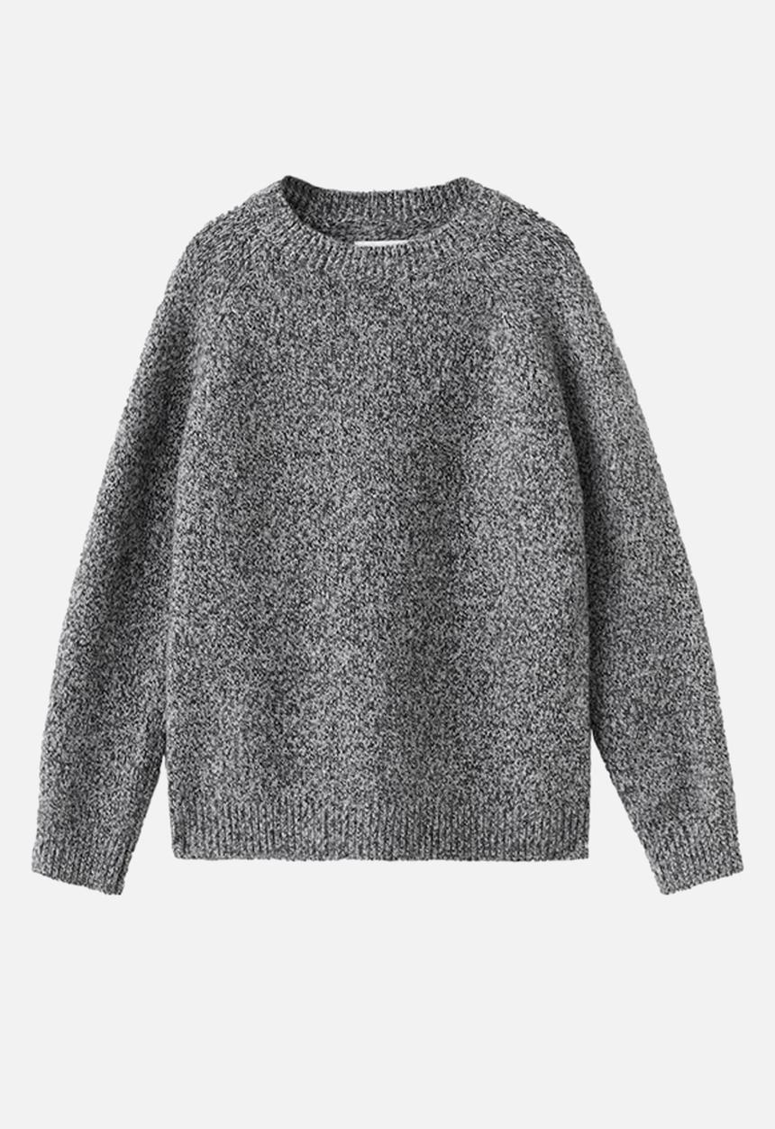 MANGO - Marbled knitted sweater - Charcoal