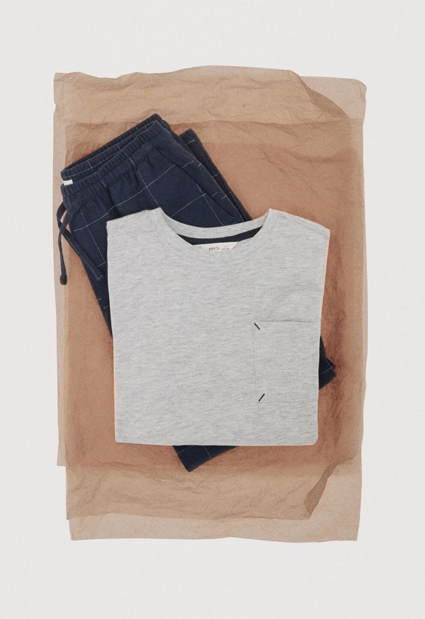 MANGO - Pyjama SQUARES - Navy