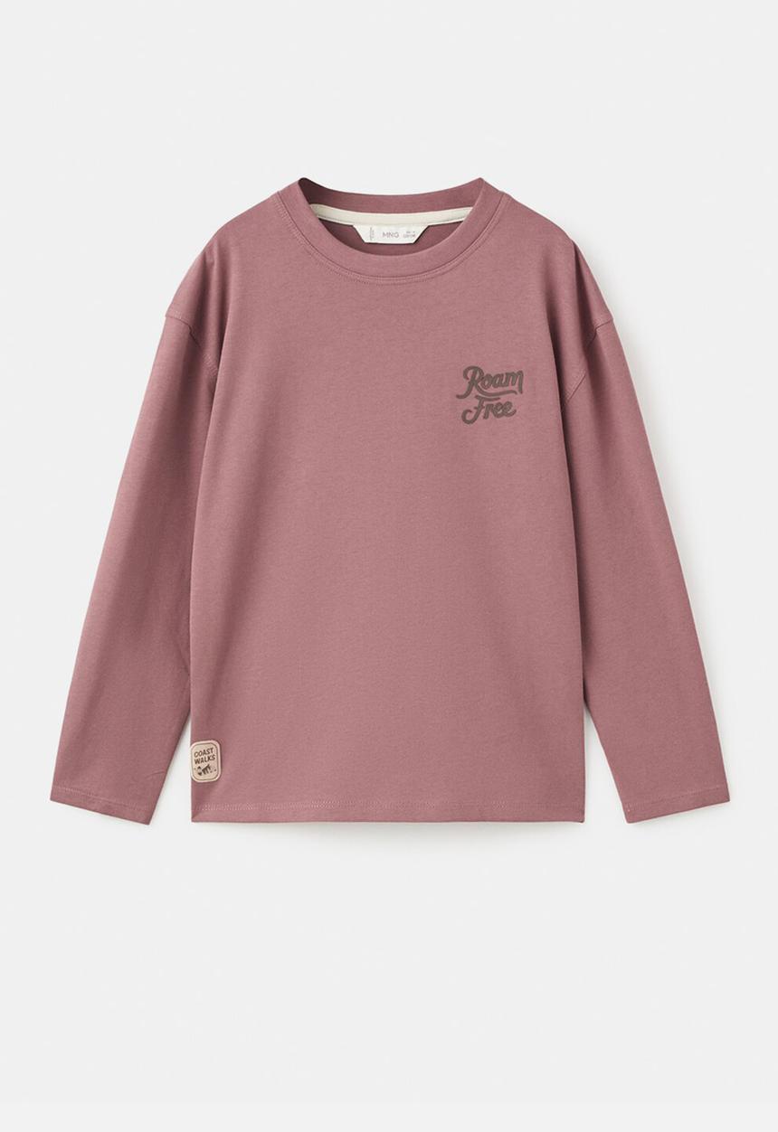 MANGO - Printed cotton-blend T-shirt - cherry