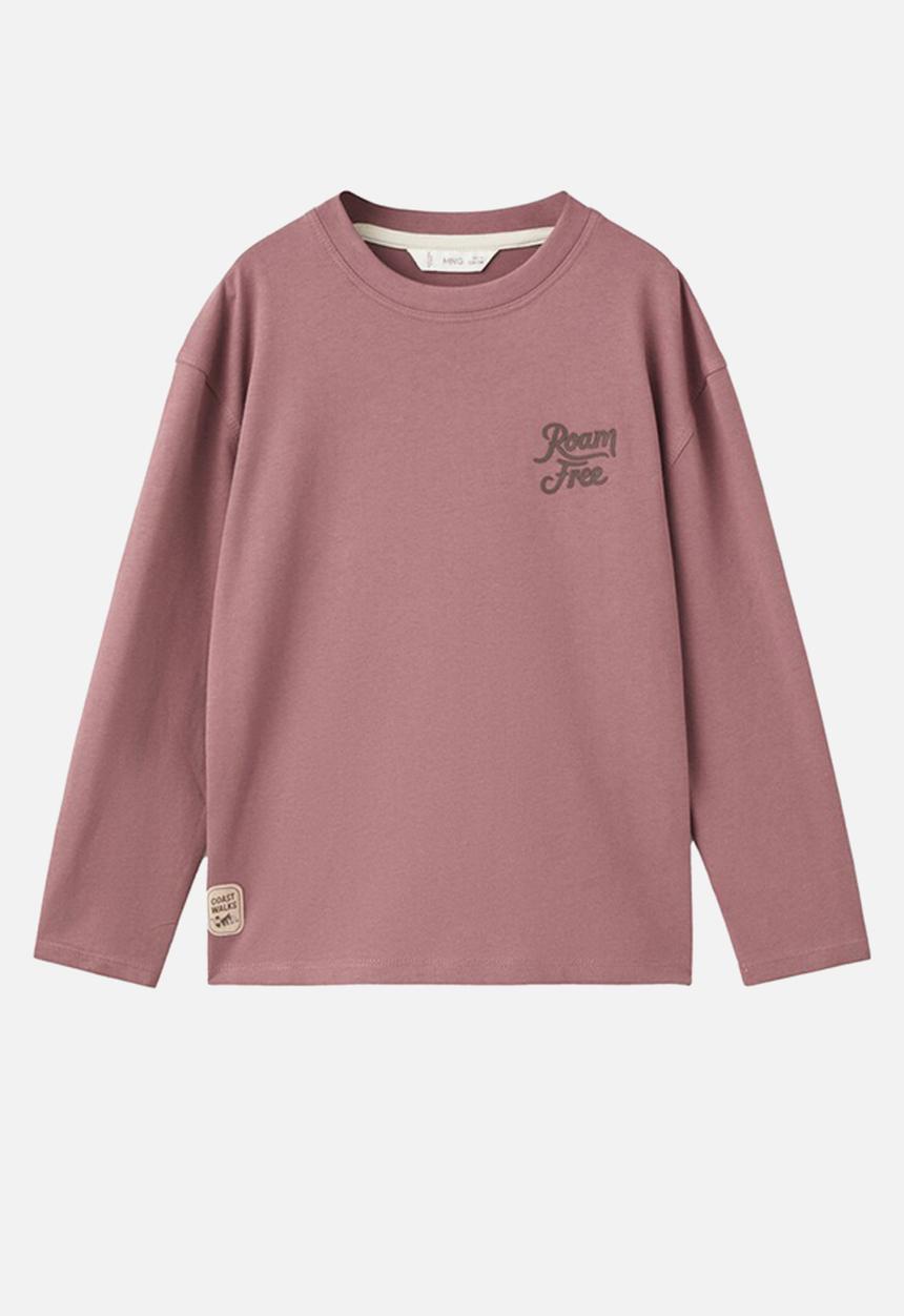 MANGO - Printed cotton-blend T-shirt - cherry