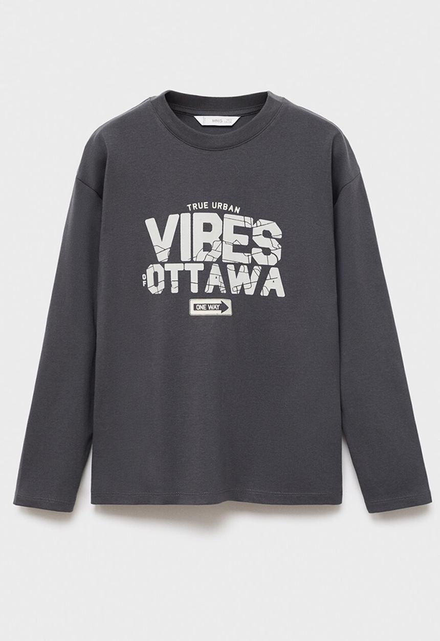 MANGO - T-shirt utah1 - charcoal