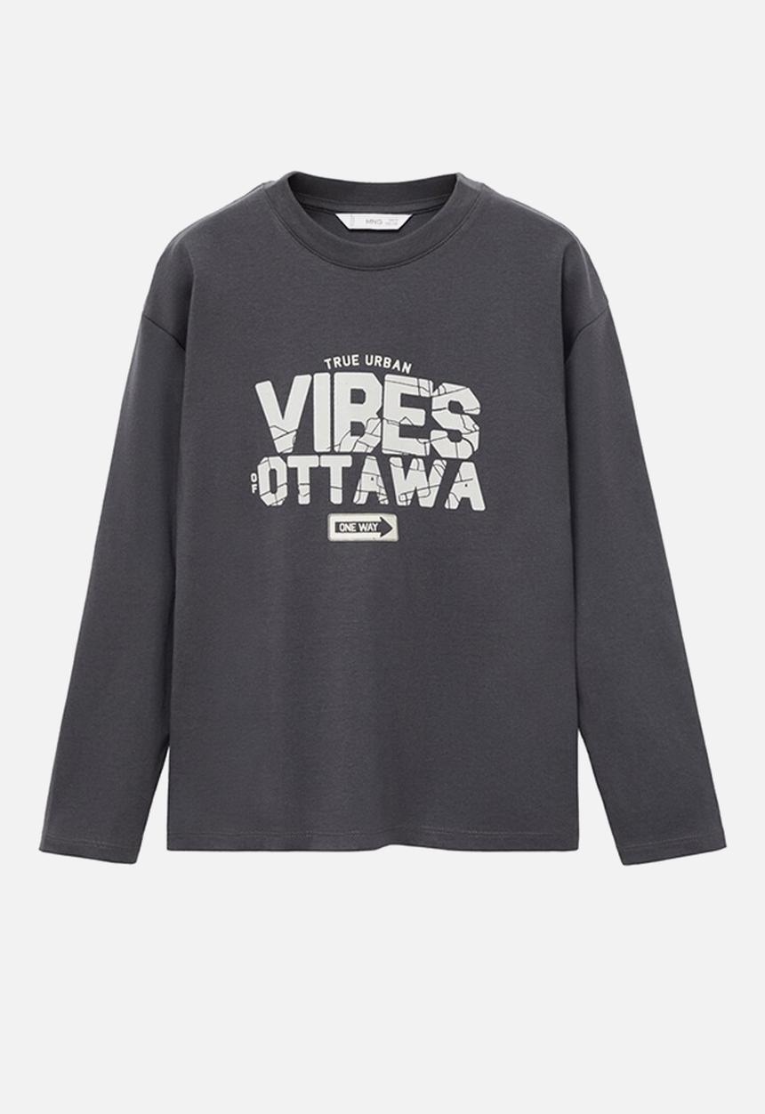 MANGO - T-shirt utah1 - charcoal