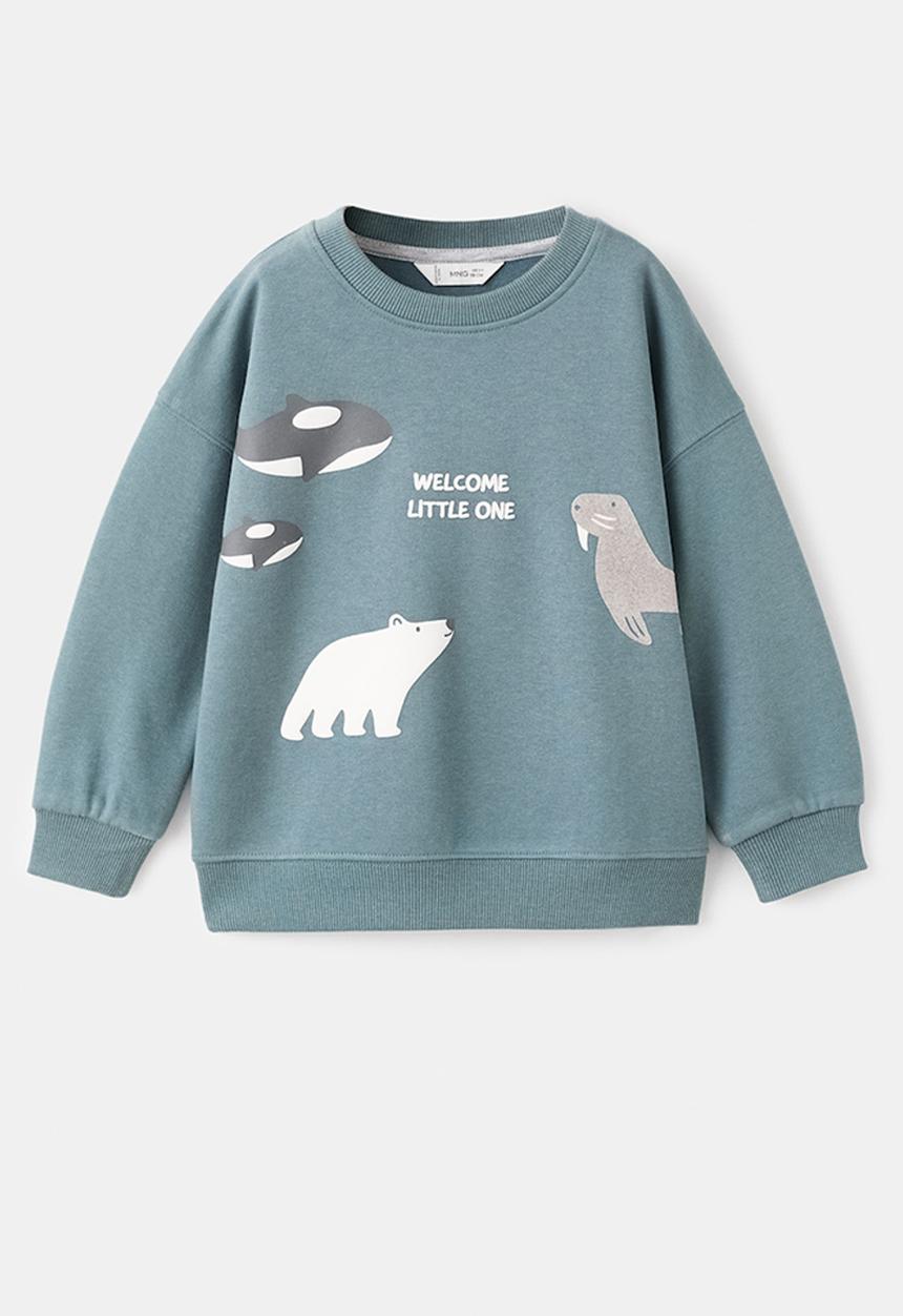 MANGO - Sweatshirt WELCOME - Turquoise / Aqua