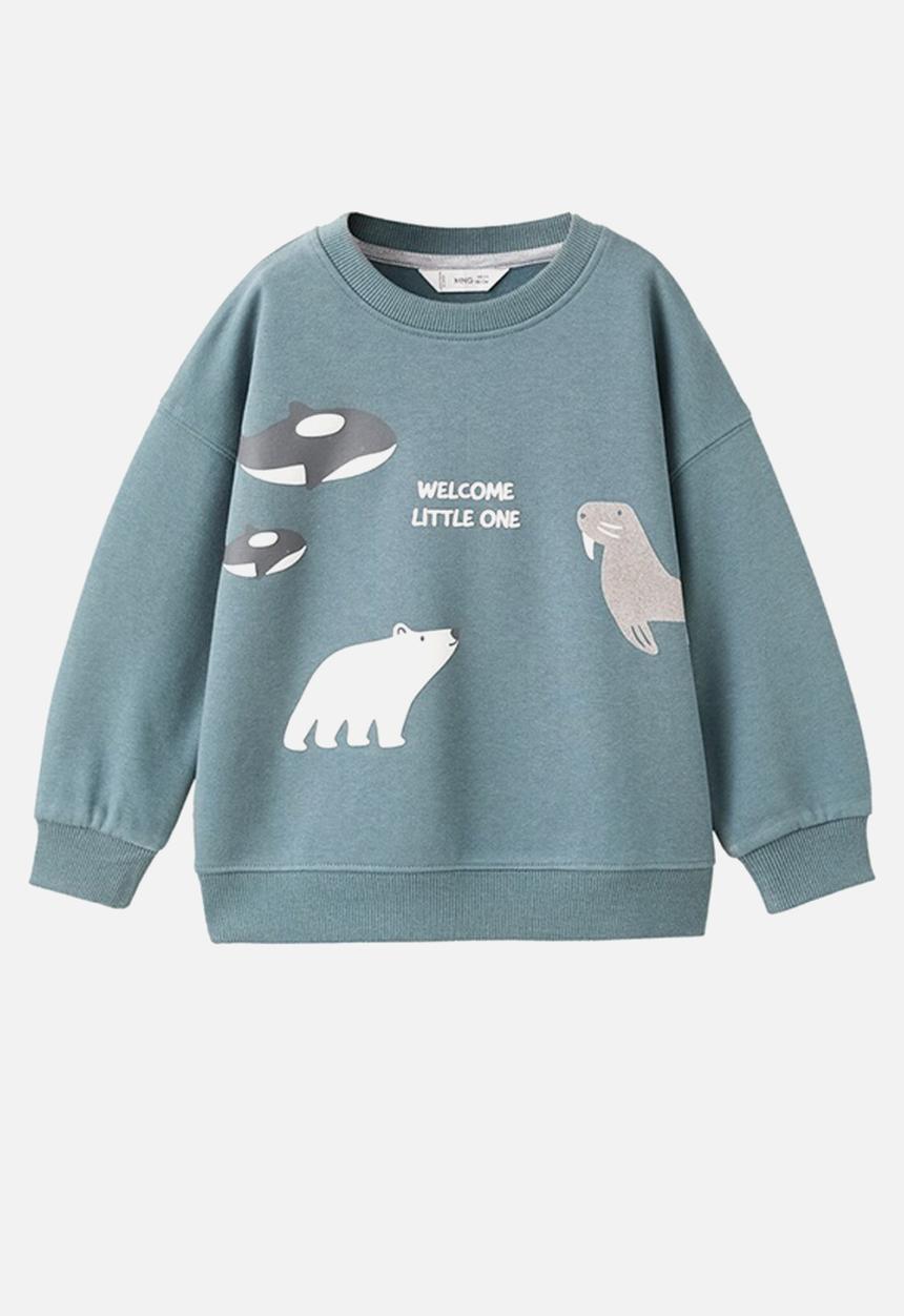 MANGO - Sweatshirt WELCOME - Turquoise / Aqua